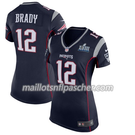 Maillot New England Patriots Tom Brady 12 Nike Bleu II 2019 Super Bowl LIII - Femme Maillot New England Patriots Tom Brady 12 Nike Bleu II 2019 Super Bowl LIII - Femme